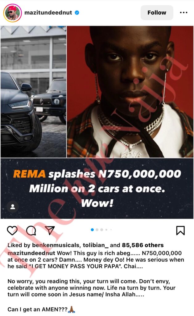 Rema Makes Waves with 750 Million Naira Splurge on Luxury Cars,