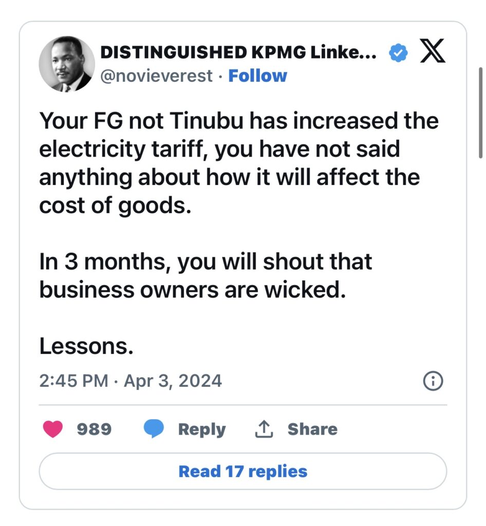 “Nigeria Faces Electricity Tariff Hike Amidst Economic Concerns”