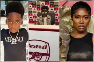 Tiwa Savage's Son Scores Birthday Celebration at Arsenal Stadium