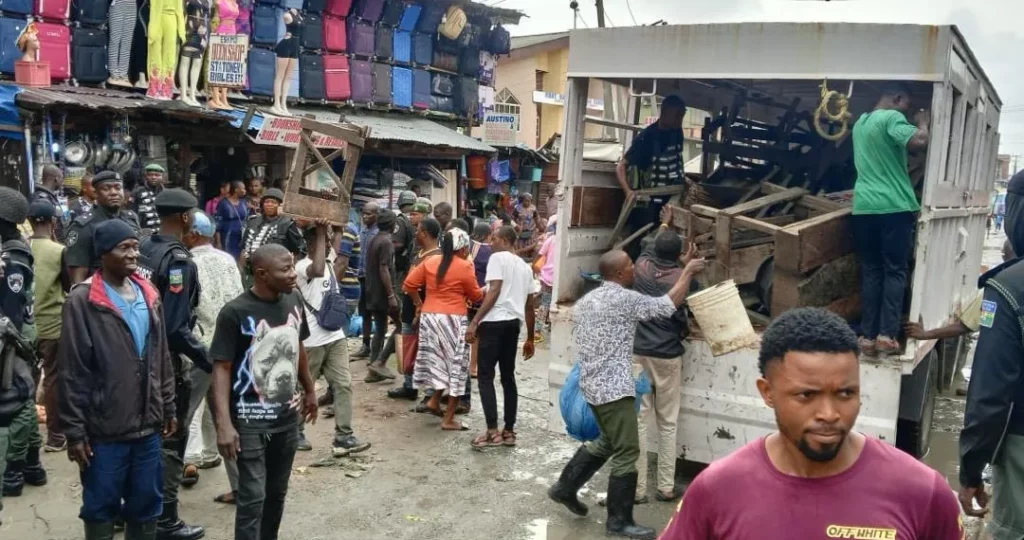 Curbing Chaos: Lagos Taskforce Takes Aim at Illegal Street Traders in Ikeja