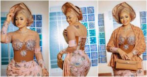 Regina Daniels Stuns in Fitted Gown as she Flaunts Curves