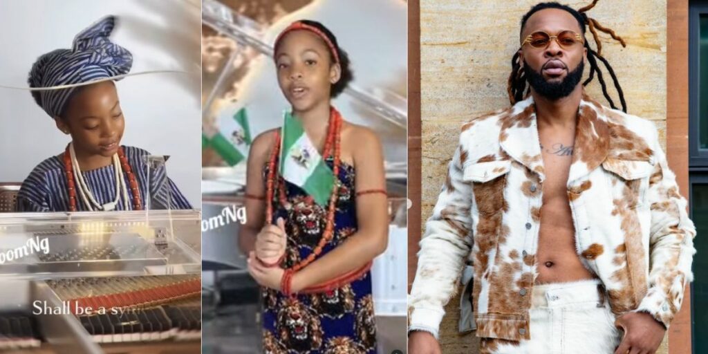 Flavour's Daughter Sophia Stuns Nation with Heartfelt Rendition of New Nigerian National Anthem