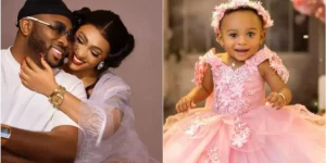 Olakunle Churchill and Rosy Meurer Unveil Daughter's Face in Heartwarming First Birthday Celebration