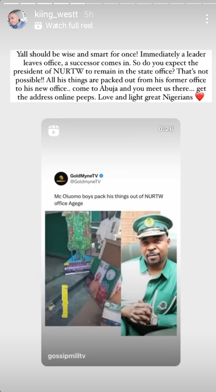 MC Oluomo's Son, King West, Slams Nigerians for Mocking His Father's NURTW Transition, Urges Them to "Be Wise and Smart