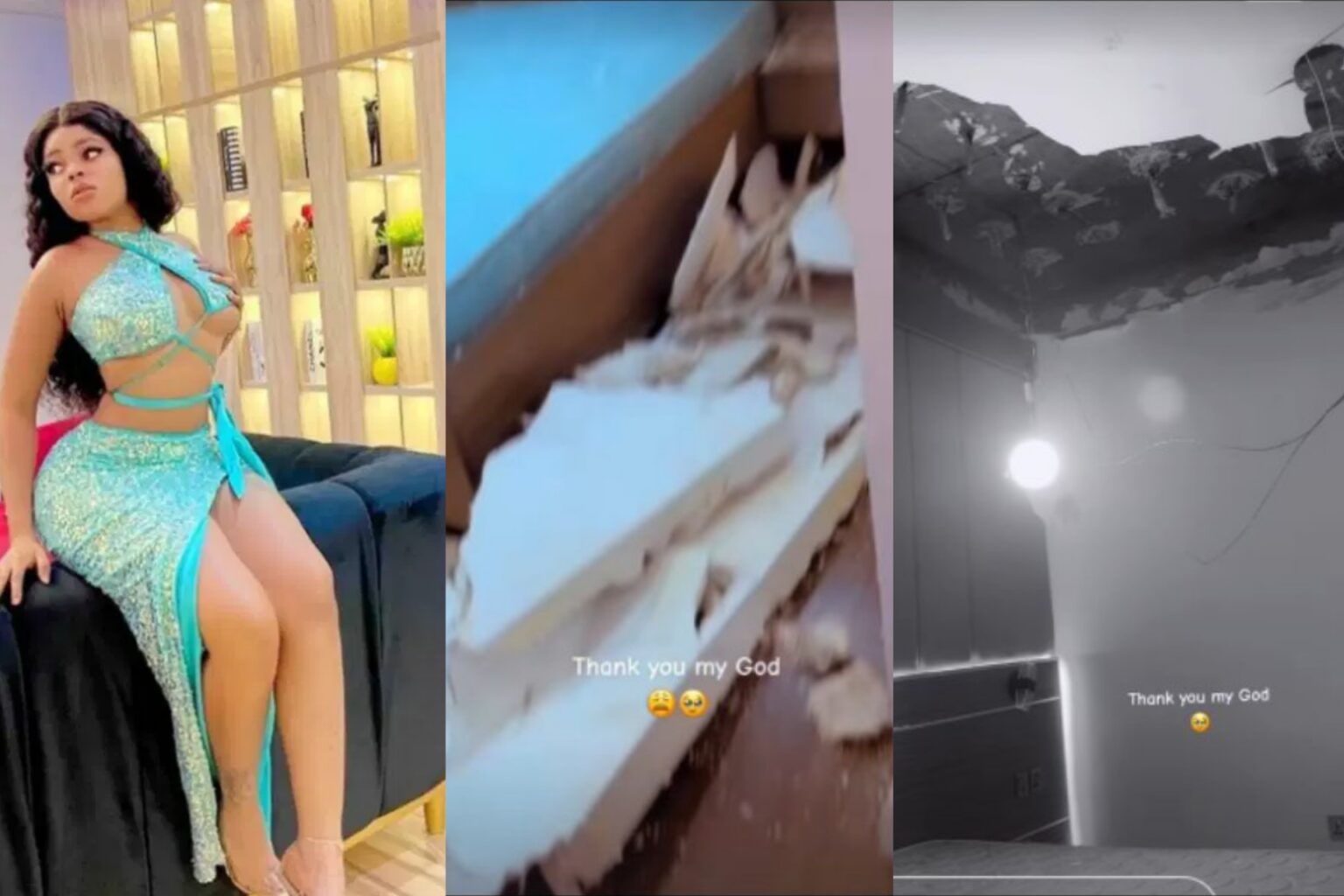 BBNaija Star Chichi Survives Dramatic Bedroom Ceiling Collapse