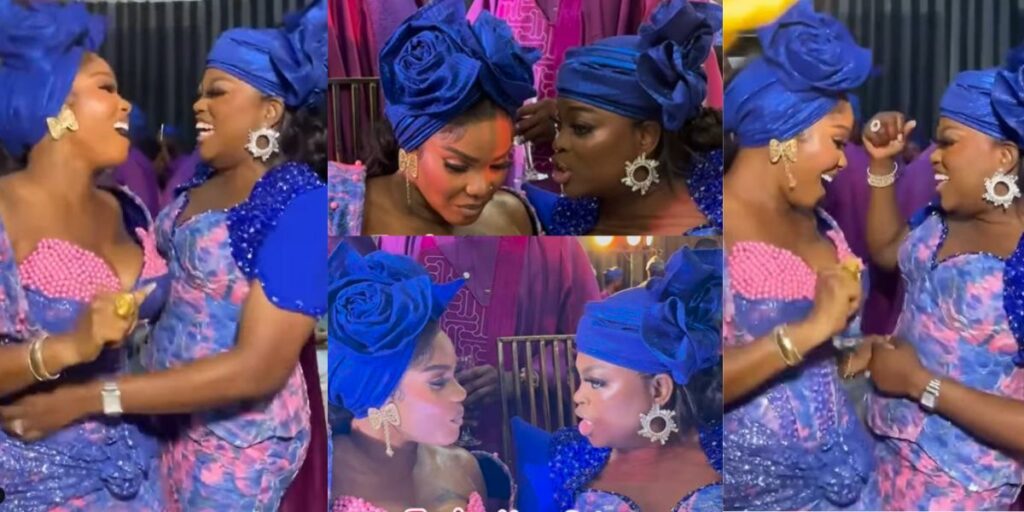 Funke Akindele and Iyabo Ojo's Heartwarming Display of Friendship Steals Spotlight at Celebrity Wedding